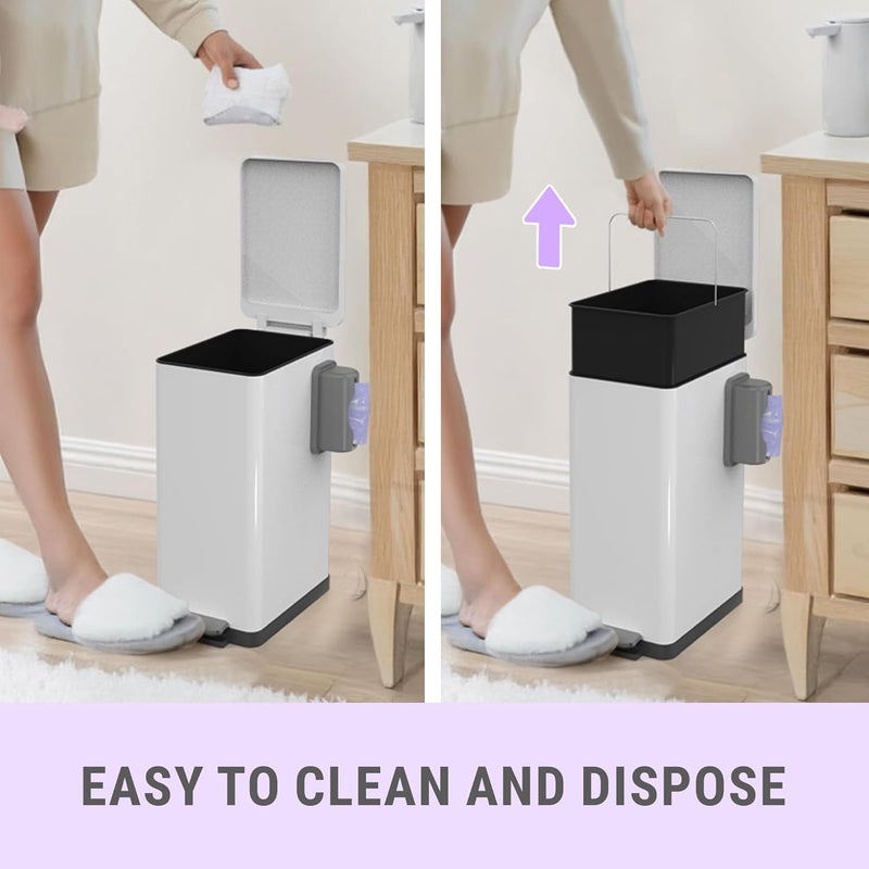 SLQ Baby Diaper Trash Can Odor Control, Small Diaper Pail, 3.2 Gal Baby Trash Can for Diapers, Disposal Bin for Nursery Garbage Pail, Anti Odor Bin with 30 Lavender Scented Refills - Image 3